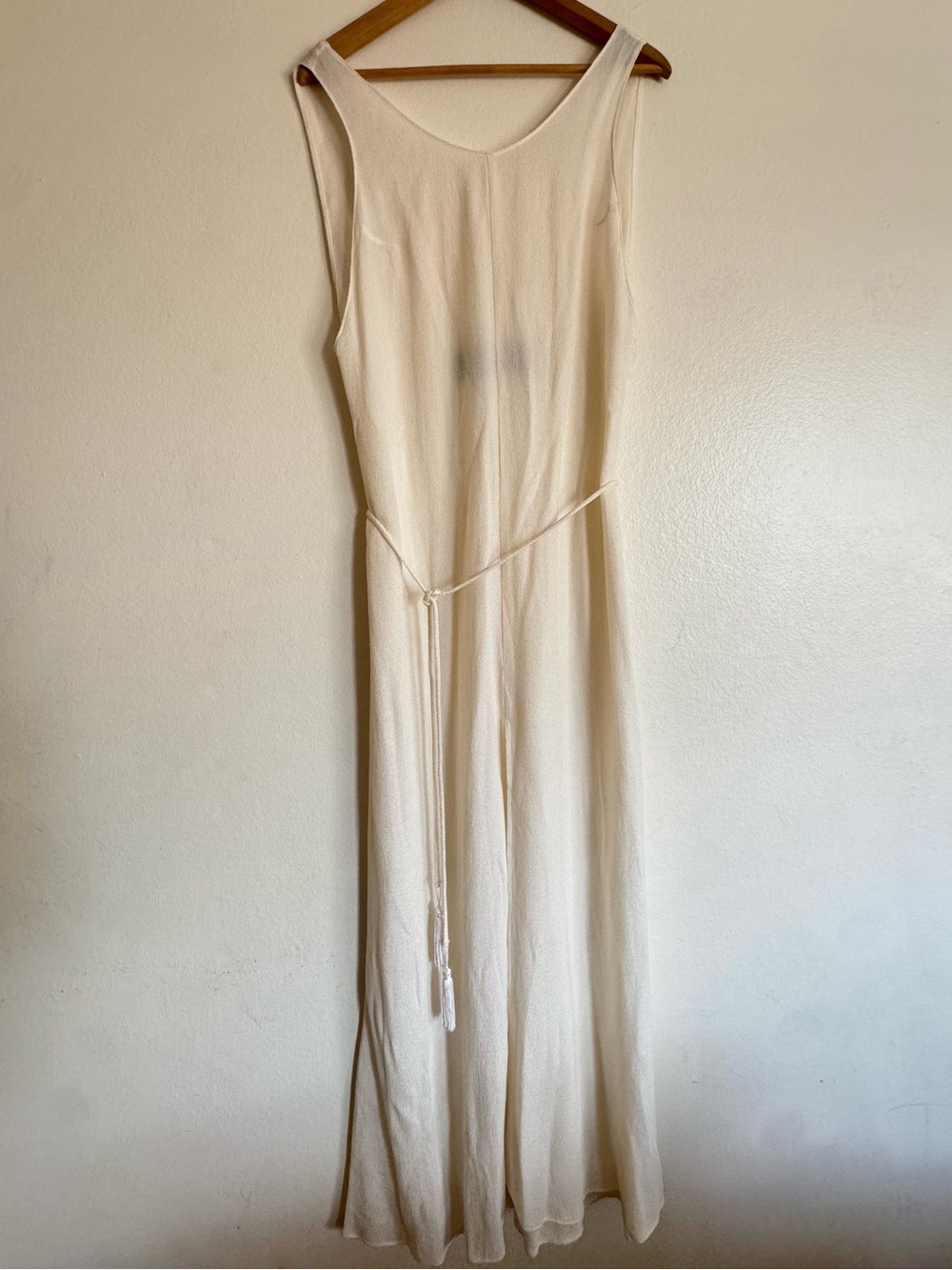 Reformation Cream Sleeveless Maxi Dress with Waist Tie